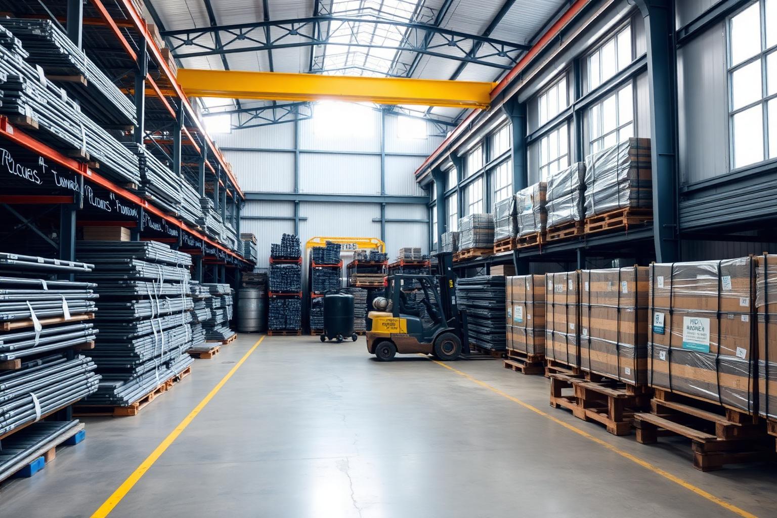 Alloys International distribution warehouse with racked bar stock
